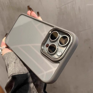 Ốp điện thoại acrylic khung ống kính kim loại sang trọng cho iPhone 15 14 Pro MAX 13 12 11 14Plus 15Plus Trong suốt chống sốc cứng trong suốt