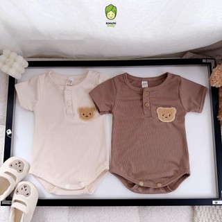 Body Chip Cho Bé Trai, Bé Gái Sơ Sinh Từ 3 Đến 12kg KIMCHIBABY Vải Thun Tăm Thêu Gấu, Bodysuit Cộc Tay Cho Bé S419