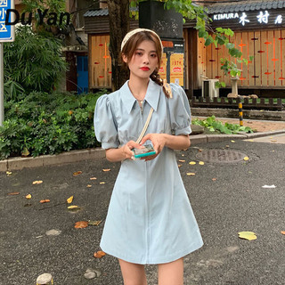 Du YAN Phong cách mới bong bóng tay ngắn tách trà phong cách váy ngắn mùa hè phong cách váy eo kiểu Pháp xu hướng nữ