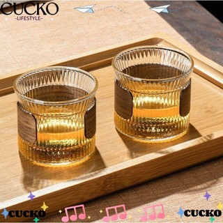 Kính CUCKO, Cốc thủy tinh trong suốt, Bộ thủy tinh tay bằng gỗ