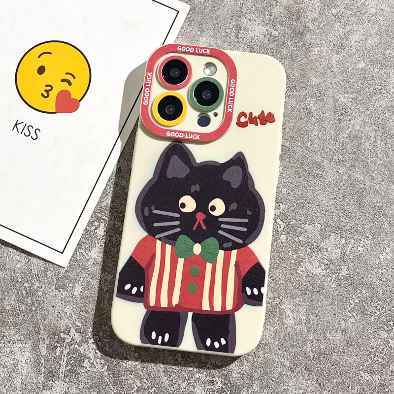 Ốp Lưng Basic Camera Nổi Cute Cat !!! - Nền Trắng - VN080
