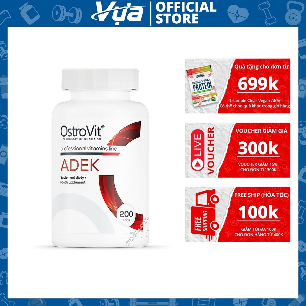 Viên Uống OstroVit - ADEK (200 viên) - Bổ Sung Vitamin A, D, E, K Hỗ Trợ Sức Khỏe Chính Hãng