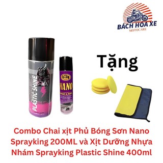 Combo Chai xịt Phủ Bóng Sơn Nano Sprayking 200ML và Xịt Dưỡng Nhựa Nhám Sprayking Plastic Shine 400ml