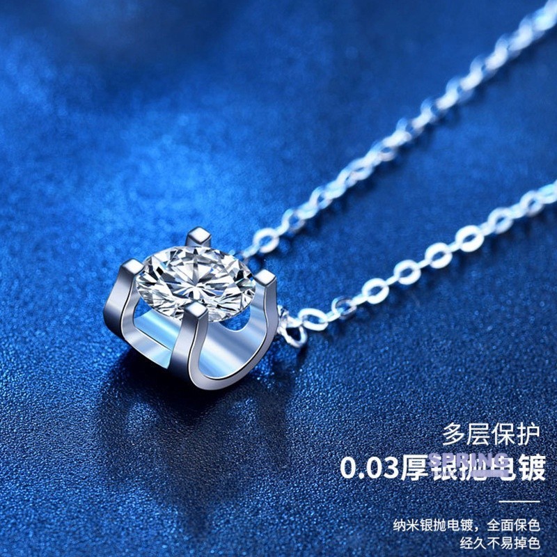 Đầu Bò Vòng Cổ 6.5 Mm-8 Mm Moissanite S925 Bạc Moissanite Đầu Bò Vòng Cổ Nữ 1 Karat Moissanite Bạc Xương Đòn Dây Chuyền