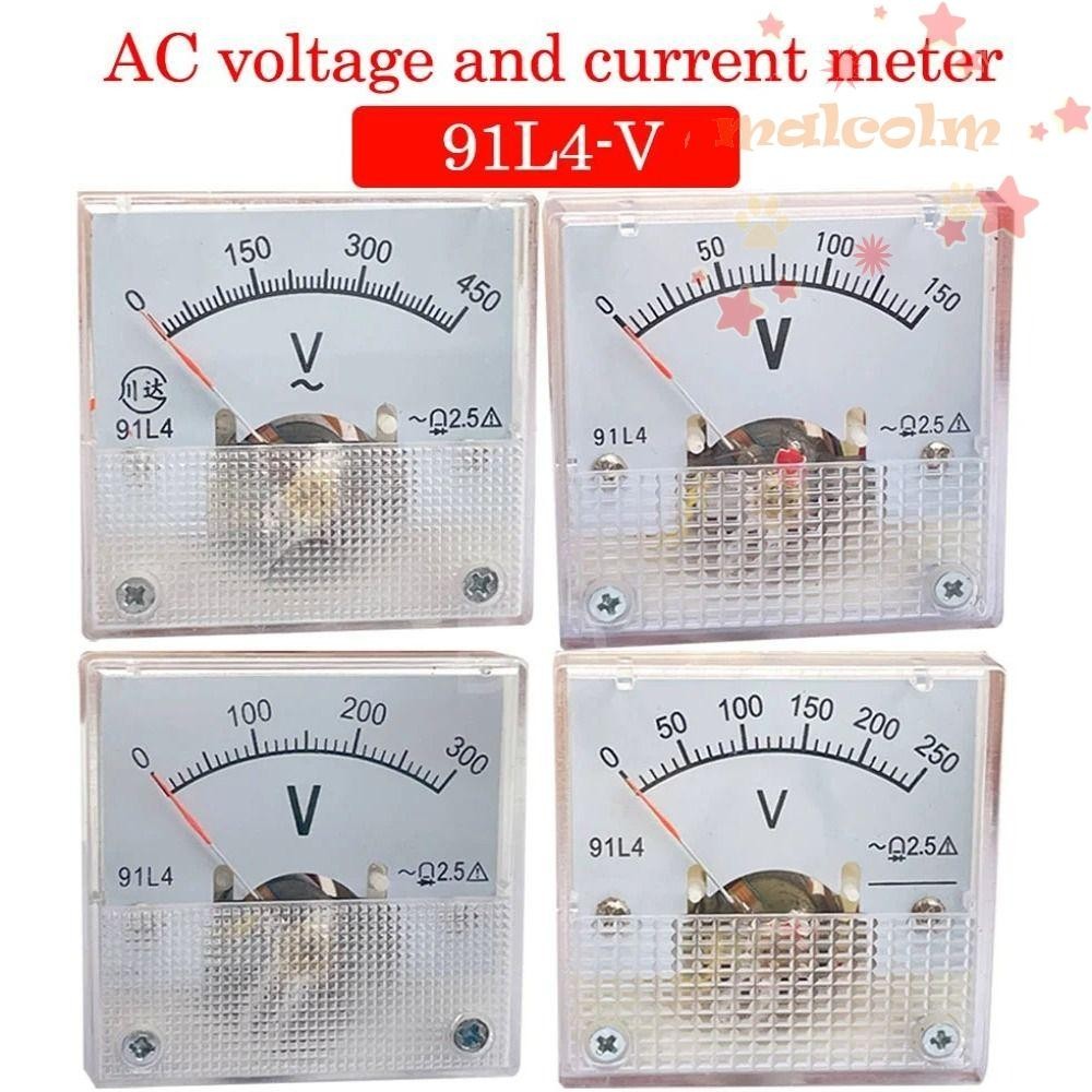 Đồng hồ đo điện áp AC loại con trỏ MALCOLM, Đồng hồ đo điện áp vuông 91L4, Kim con trỏ Volt tương tự bền AC di động 0-250V Đồng hồ đo điện áp bảng điều khiển tương tự Phòng thí nghiệm vật lý