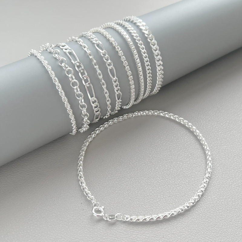 S925 Vòng Tay Bạc Cho Nữ / Nam Cặp Đôi Unisex Đơn Giản Dây Xích Thời Trang Vòng Tay Trang Sức Quà Tặng Đám Cưới