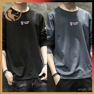 Áo thun nam dài tay dáng rộng và giản dị áo hoodie cổ tròn cho mùa xuân thu thương hiệu hợp thời trang Instagram bên trong phù hợp với áo sơ mi quần áo mùa thu
