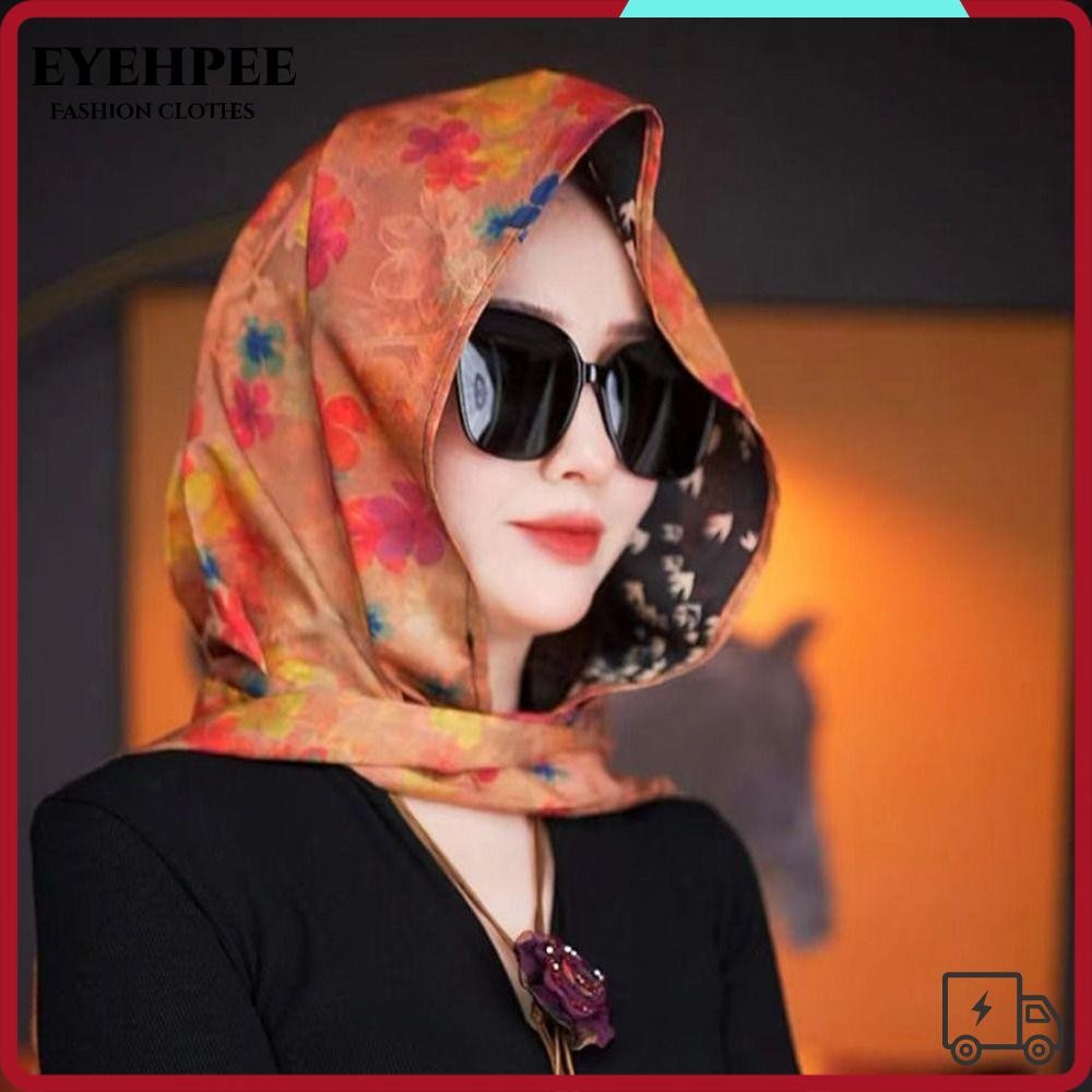 Turban nữ EYEHPEE, Mũ Hijab mềm thoáng khí, Khăn lụa mô phỏng chống nắng thời trang mùa xuân hè