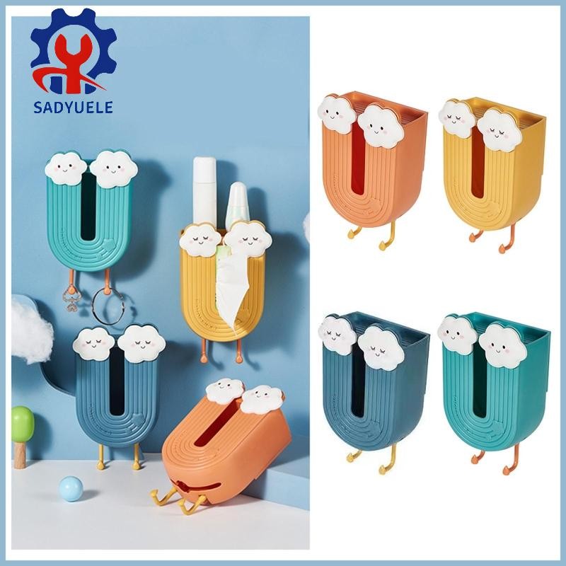 Rainbow Shape Tissue Box Wall Mounted Napkin Organizer with Hooks Bathroom Decor