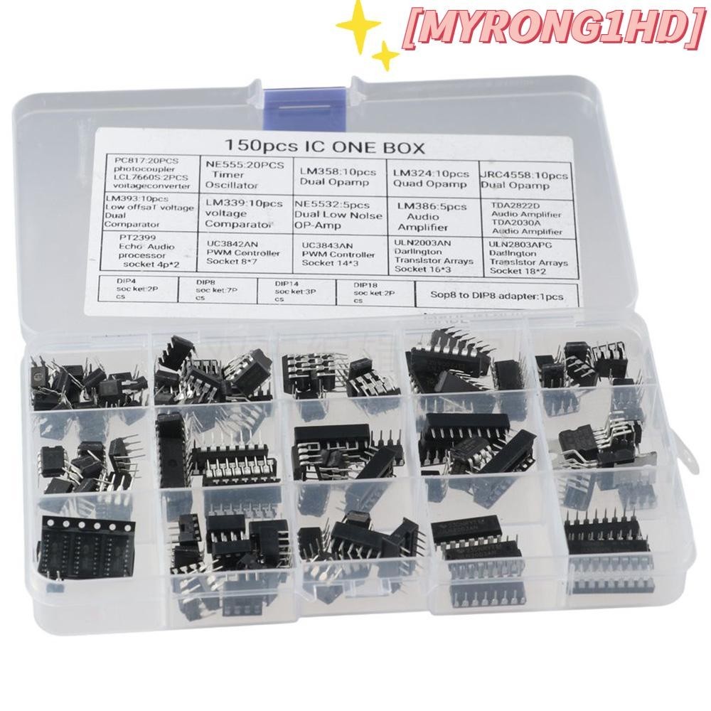 Myrong1hd 150 chiếc XL IC Chip Các loại, PC817, NE555, LM358, LM324, JRC4558, LM393, LM339, NE5532, LM386, TDA2030, TDA2822, PT2399, UC3842, UC3843, ULN2003, ULN2803, ULN2803, dao động