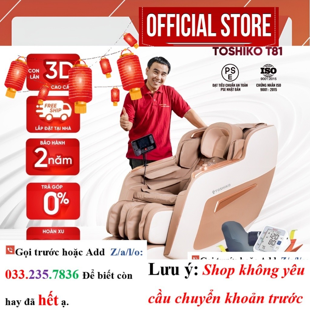 Ghế massage Toshiko T81 công nghệ con lăn 3D cao cấp <NeW>