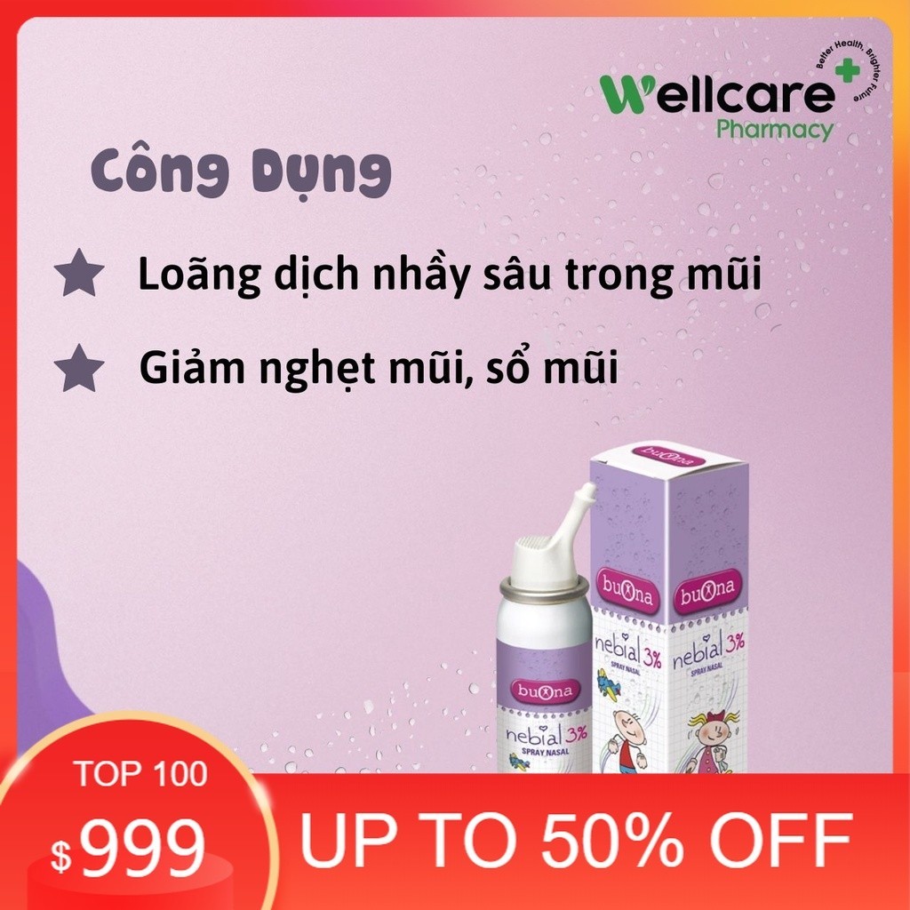 Bình xịt Nebial, Nebianax 3% Spray - Nước muối ưu trương