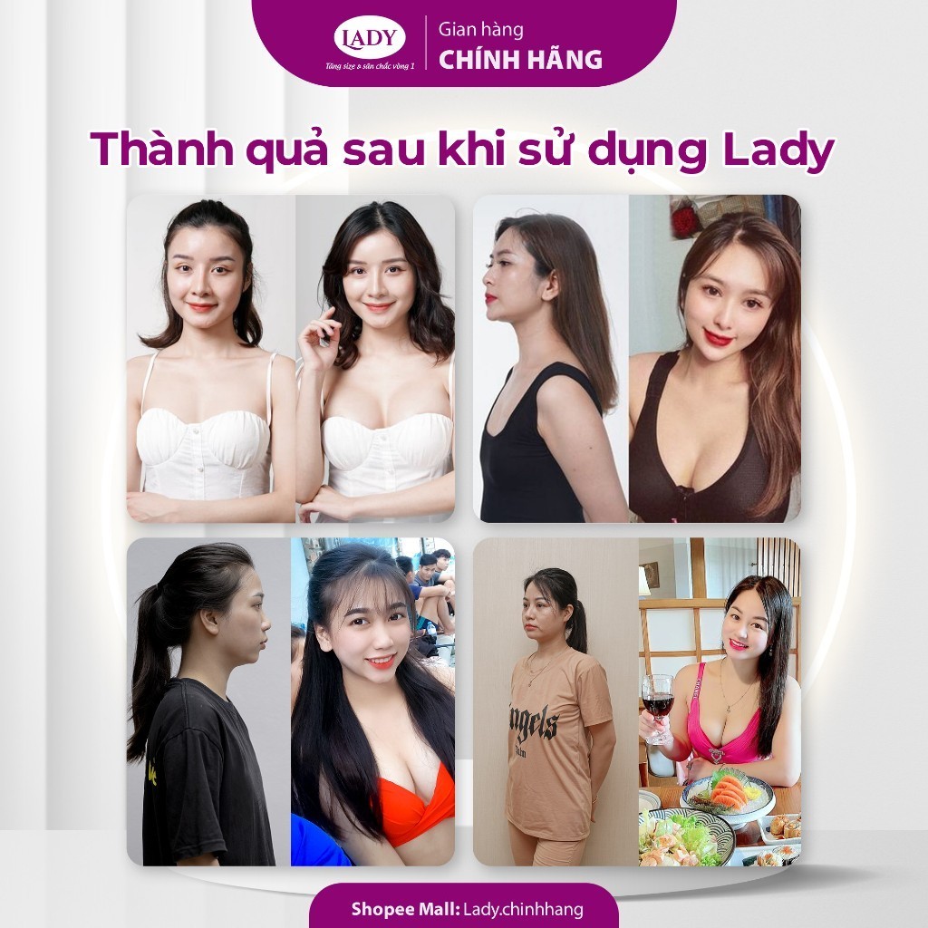 Bộ sản phẩm nở ngực LADY Chính Hãng Giúp tăng vòng 1 săn chắc an toàn