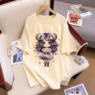 Fashmily 100% Cotton Mới Hàn Quốc Áo Thun Nữ Tay Ngắn Cổ Tròn Quá Khổ Sinh Viên Mùa Hè Đơn Giản Quần Áo Nữ