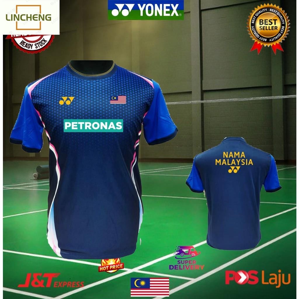 Áo cầu lông Malaysia YONEX PHIÊN BẢN GIỚI HẠN Tất cả các kích cỡ Tên sẵn sàng Áo thun tay áo PETRONAS 3D In hình nam / nữ Áo thun cổ tròn Quần áo Unisex ngoại cỡ mùa hè