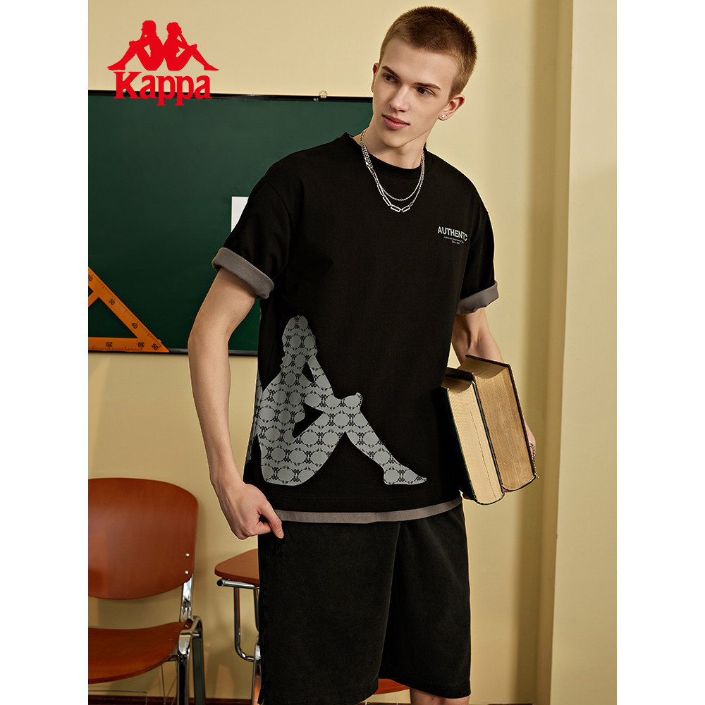 Bán Kappa Kappa Kappa Áo Thun Thể Thao Phong Cách Mới Nam Nữ Rời Tay Ngắn Mỹ Retro Nửa Tay Mùa Hè 01