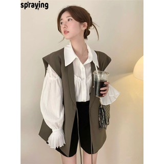 spraying áo 2 dây áo ba lỗ nữ   Thời trang Thông thường Fashion Durable WCS24303TU 10Z240305