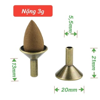 Phễu đồng đặt nụ trầm-phễu gắn trân các thác lũa khói trầm hương