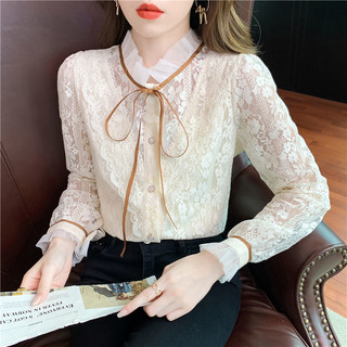 Áo sơ mi ren nữ cao cấp xù ren đáy áo sơ mi dài tay