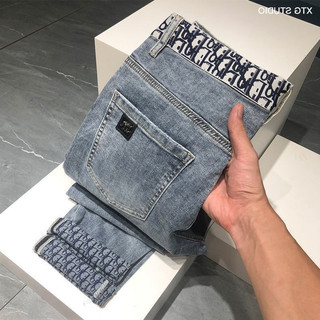 Dior Quần Jean Thêu Cao Cấp Cho Nam Mùa Hè 2024 Thương Hiệu Thời Trang Mới Phong Cách Hàn Quốc Hợp Thời Trang Slim-fit Co Giãn Quần Dài