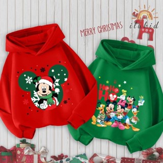 Áo hoodie bé trai bé gái Noel 2024 áo nỉ cho bé có mũ size 10kg đến 35kg in hình độc đáo