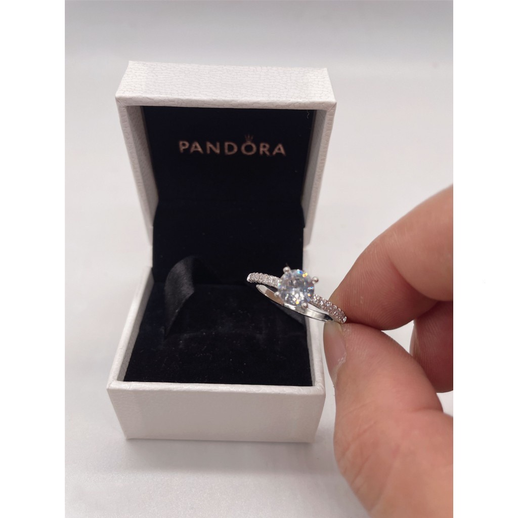 Nhẫn Pandora Có Hộp Nhẫn Hứa Cưới Cô Dâu Bạc 925 Nhẫn Pha Lê Đính Hôn Nhẫn Đính Đá Cubic Zirconia Nh