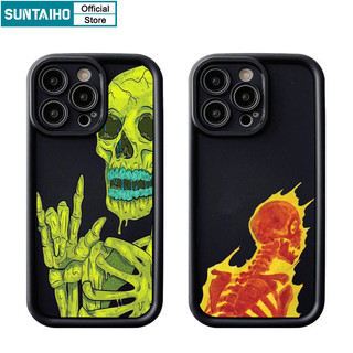 Suntaiho Ngộ nghĩnh Ngọn Lửa Độc Đáo Họa Tiết Đầu Lâu Ốp lưng Iphone 15 14 12 13 11 Pro Max IP 7 8 Plus Iphon X Xs XR Xs Max TPU Silicon Softcase Cao Cấp Chống Sốc Ốp Lưng