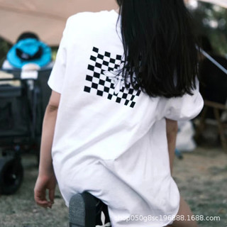 SMFK Black and White PlaidTeeWomen's Summer Loose Letter Short Sleeve Trendy Hot Girl Design SenseTWomen's T-shirt