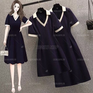 Váy đầm nữ Bigsize Đầm polo  dáng suông tay ngắn cổ chữ v mùa hè Phong cách Hàn Quốc Thời Trang đẹp