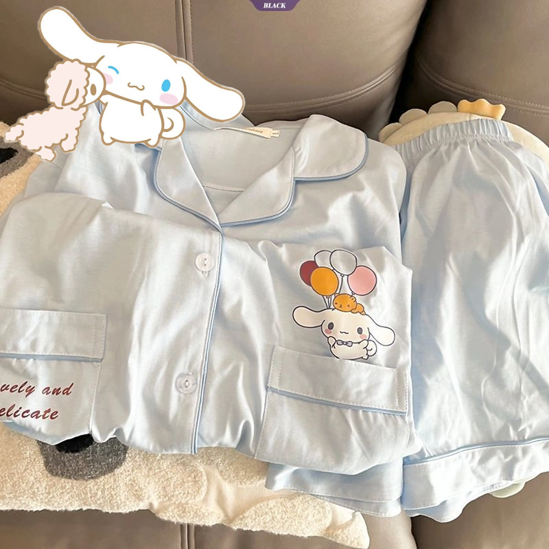 Sanrio Hoạt Hình Cinnamoroll Bộ Đồ Ngủ Nữ Mùa Hè Cotton Ngắn Tay Bộ Đồ Học Sinh Đồ Gia Đình Ngọt Ngào Và Dễ Thương [BL]