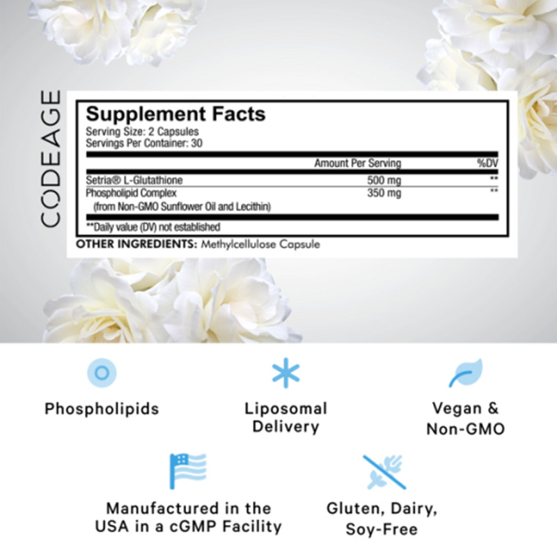 Viên uống trắng da CodeAge Liposomal Glutathione 500mg 60 viên