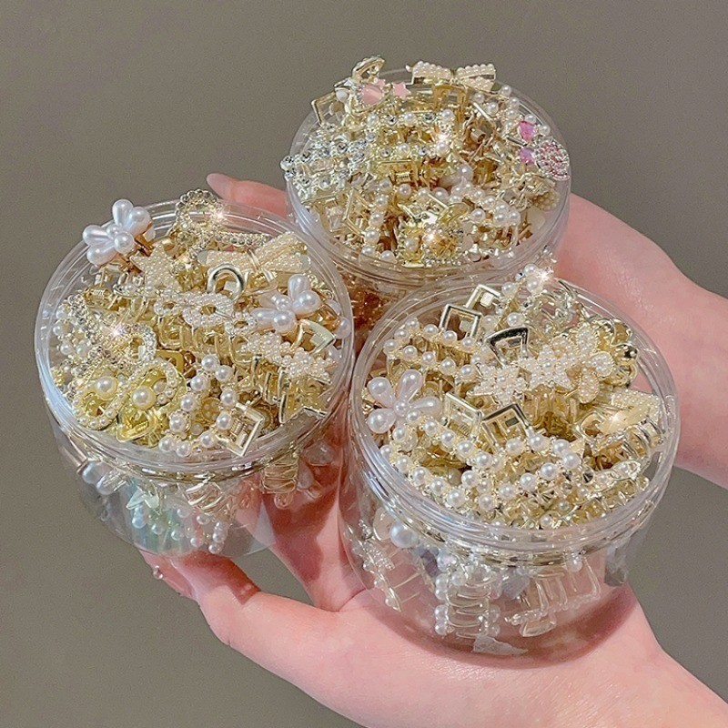 【Kẹp Tóc Mini】Set 7 Kẹp Càng Cua Kim Loại Đính Đá Ngọc Trai Nhỏ Đẹp Thời Trang Hàn Quốc Cho Nữ