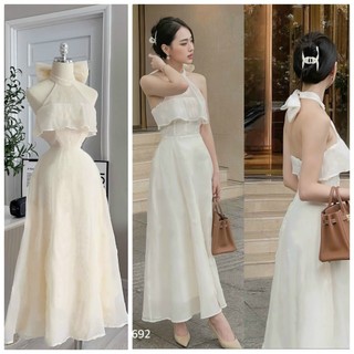 Đầm Maxi Lua Xốp In 3D Cô Yếm Dáng Xòe Thích Hợp Đi Biển Hoạc Dự Tiệc BY8564