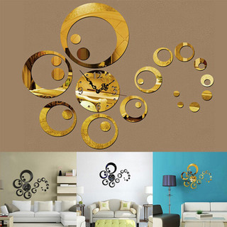 Vòng tròn 3d gương hiện đại đồng hồ treo tường đồng hồ dán đề can phòng nhà diy trang trí