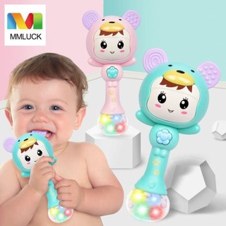Mmluck Lục lạc thông minh cho bé, Âm nhạc rung bằng nhựa và Đồ chơi lục lạc tỏa sáng, Chuông tay trẻ em Đồ chơi Ins Tay cầm hoạt hình Âm nhạc phát sáng Thanh lục lạc Kid Girl Boy