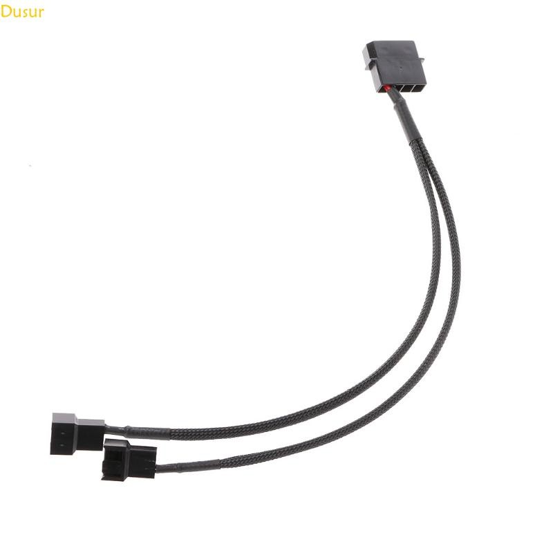 4-Pin  Male To 2x 3-Pin/4-Pin PWM Male Sleeved Fan Extension Adapter Cable
