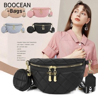 Boocean túi đeo ngang, túi đeo vai dây kéo ca rô, đa năng màu trơn pu một vai bodyback nữ nữ
