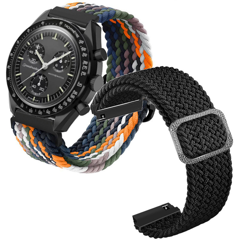 Dây bện đàn hồi cho Omega x Swatch Đồng hồ thông minh Dây đeo đồng hồ Nylon Phụ kiện vòng tay có thể điều chỉnh