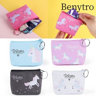 Benytro đựng tiền xu / chìa khóa có khóa kéo họa tiết kỳ lân nhiều màu sắc xinh xắn cho nữ
