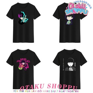 HOT Áo nam Nữ Cổ Tròn Màu Trắng Đen In Hình aogau.store Mob Psycho 100 Shigeo Kageyama holding Dimple