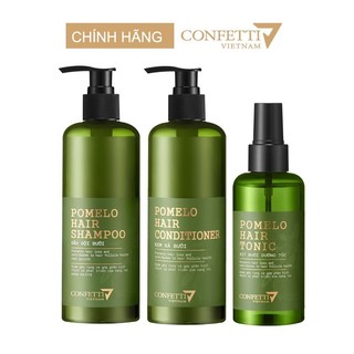 Combo Xịt Bưởi Confetti 150ml, Dầu Gội Bưởi Confetti 310ml, Kem Xả Bưởi Confetti 310ml