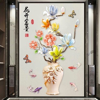 Decal dán tường bình hoa nghệ thuật trang trí - Tranh dán tường bình hoa , bình sen, bình đào trang trí nhà cửa