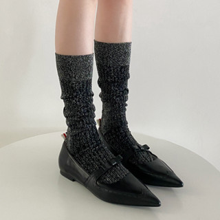 Ins Hàn Quốc Mùa Xuân Mùa Hè Mỏng Phong Cách Vàng Bạc Lụa Bê Tất Nữ Sáng Lụa Dài Đến Đầu Gối JK Hàng Ngày Tất Nữ Phù Hợp Với Tất Cọc