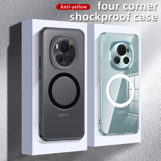 Dành cho honor magic 6 pro ốp điện thoại elvev trong suốt mờ cứng pc chống sốc bán trong suốt mặt sau hút cho magic6