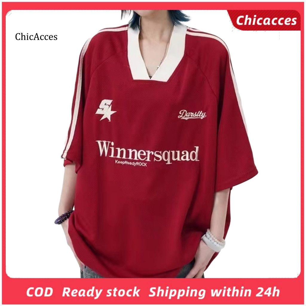 Chicacces Relaxed Fit Áo nam phong cách thể thao đường phố Áo nam in chữ thường ngày Áo thun ngắn tay cổ chữ O cho bữa tiệc xã hội Dạo phố Quần áo mùa hè