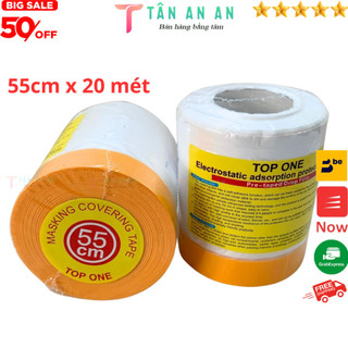 1 Cuộn băng keo nilon 55cm Top One - che chắn khi phun sơn, Màng bọc nilon che bụi đa năng, băng keo che sơn - TAA