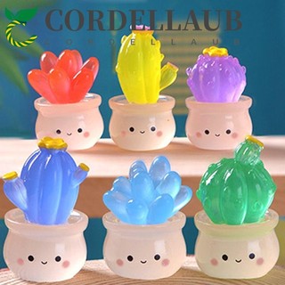 Cordellaub Bộ thu nhỏ xương rồng mọng nước phát sáng ban đêm nhỏ dễ thương, Đồ thủ công bằng nhựa sáng tạo Cây xương rồng thực tế Đồ trang trí trang trí cây cảnh