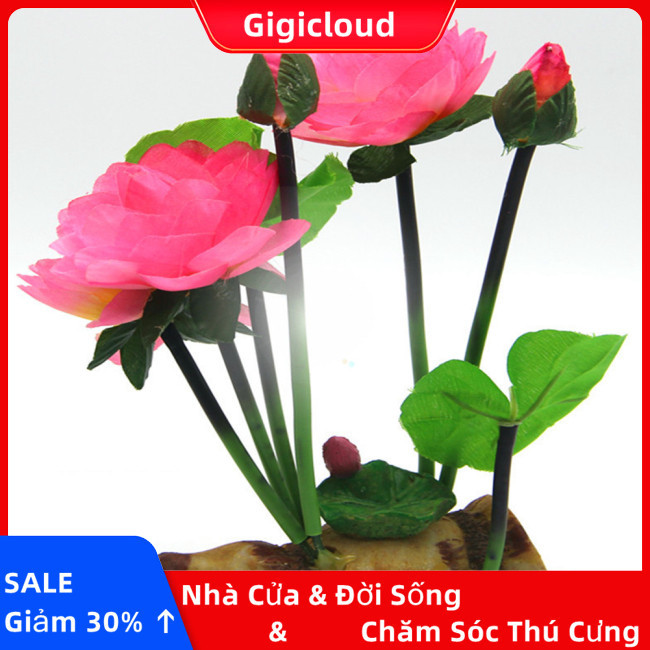 Gigicloud Nhân Tạo Hoa Sen Trang Trí Hoa Giả Nhựa Cắm Hoa Cho Bể Cá Cảnh Quan Trang Trí