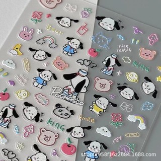 Miếng dán hình gấu trúc dễ thương Hoạt hình học sinh Nhãn dán trong suốt dễ thương