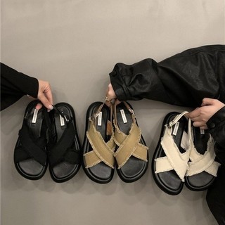 dép lê nữ sandal đi biểnVới Retro La Mã dépNữ Mùa Hè Ngoài dép nữ đế bằng2024 Thời Trang Mới